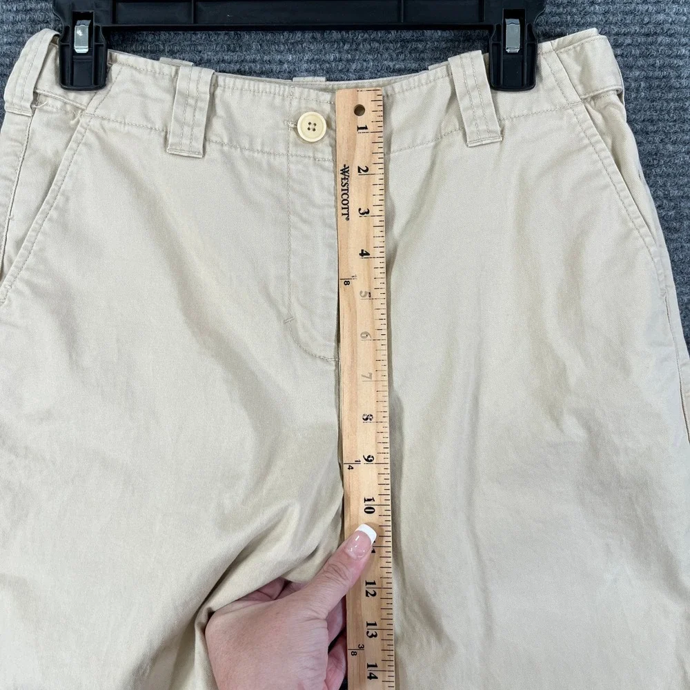 Talbots Chino Bermuda Shorts Womens 4 Tan Stretch Cotton Cargo Pockets Casual